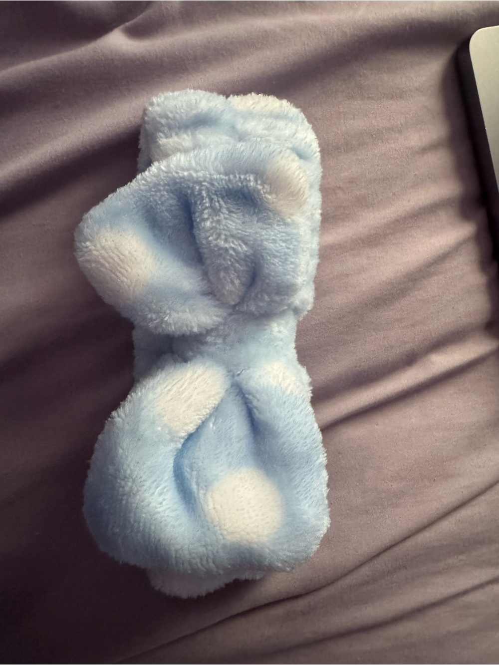 Plush Light Blue Polka Dot Headband